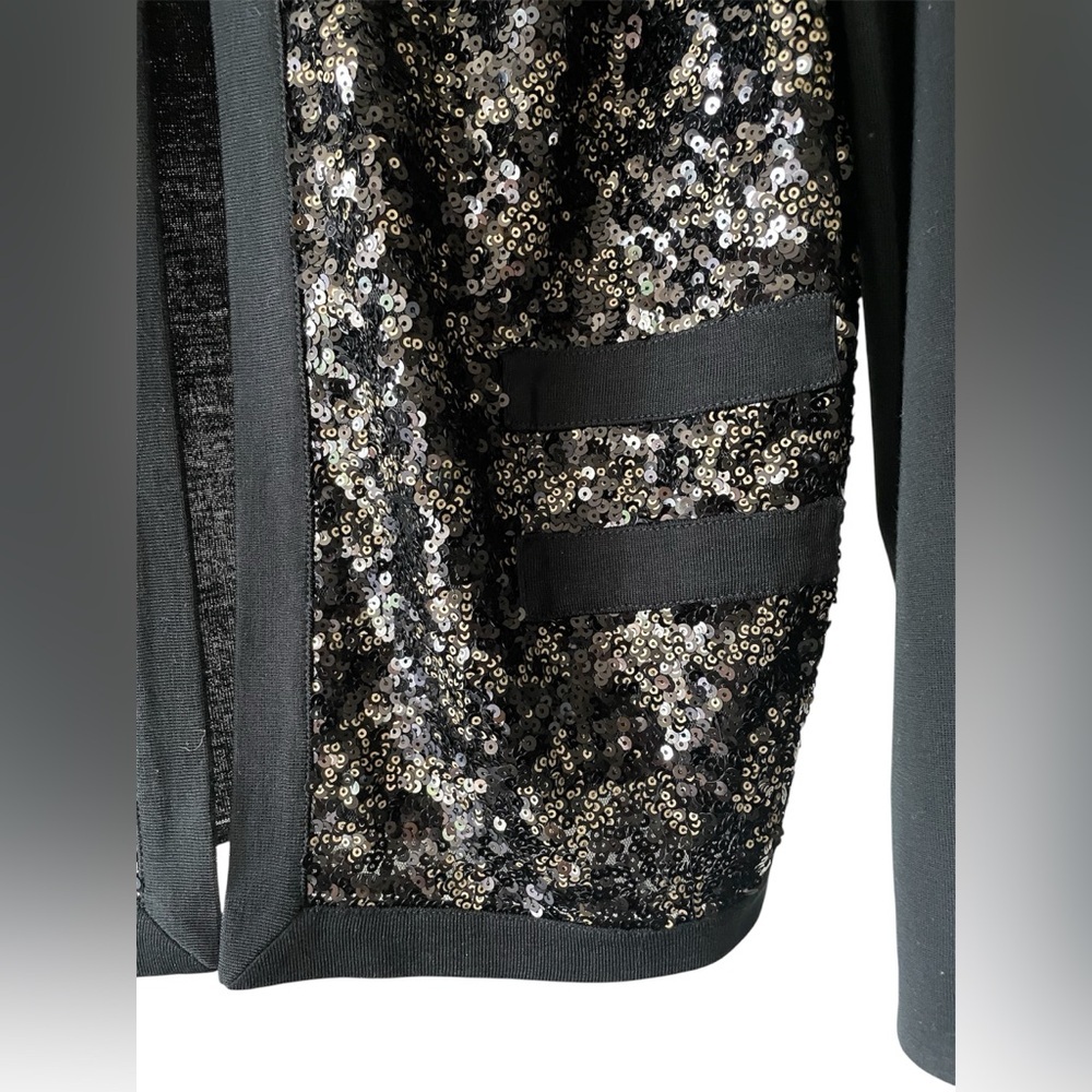 Ming Wang Sequined Black Open Front Cardigan With… - image 3